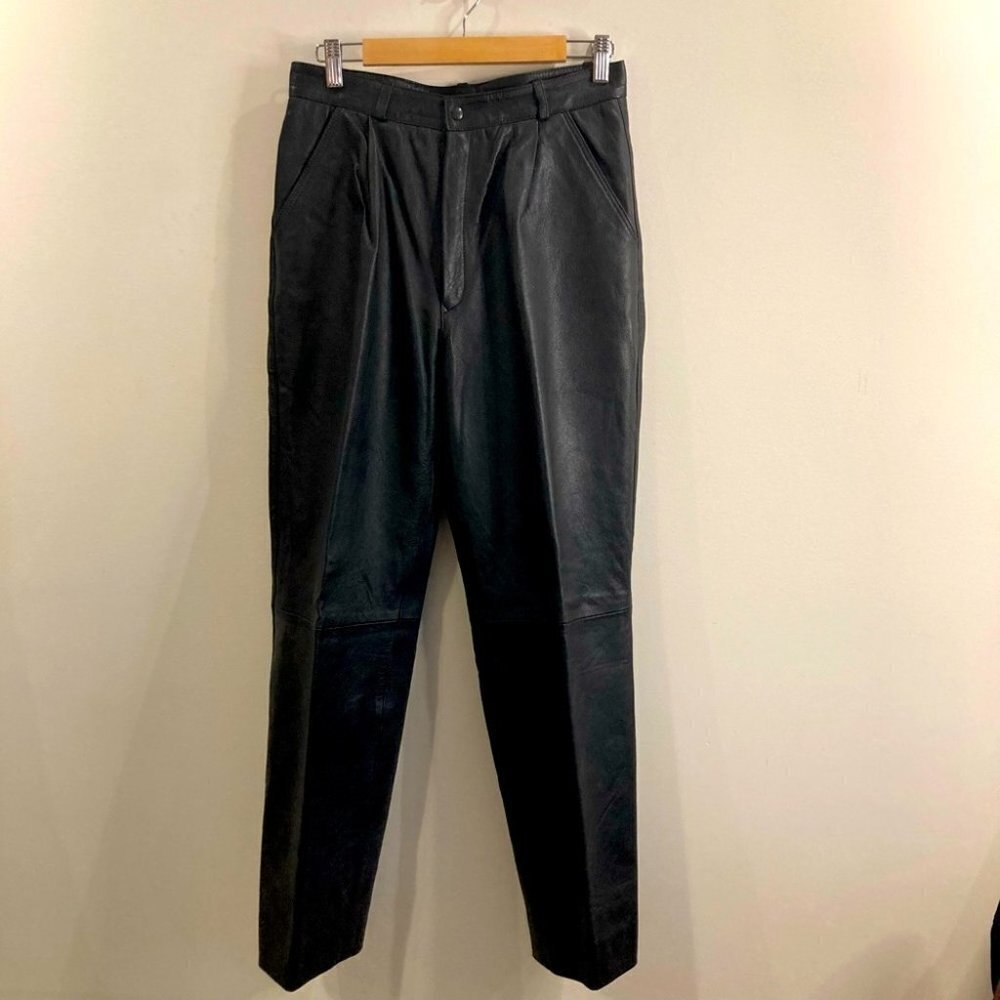 MARCO FURIO Sz 46  (US 6 equivalent) Leather Pleated Lined Pocket Vintage Pants